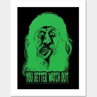 Evil Santa (green version) Posters and Art